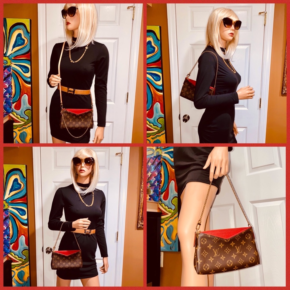 🍎🍎🍎Authentic Louis Vuitton Pallas Clutch Crossbody Bag in Monogram